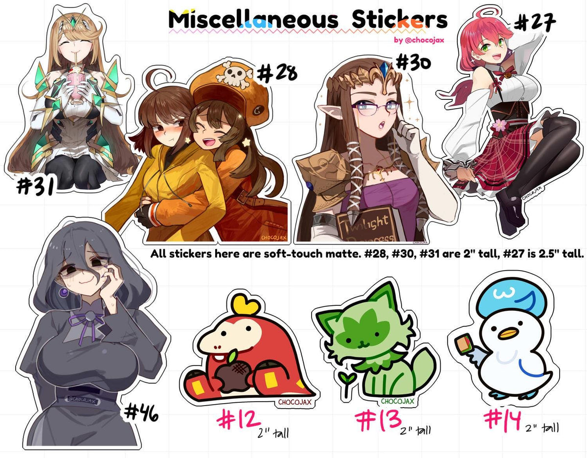 Anime/Video Game Stickers - Fire Emblem, ZZZ, etc.